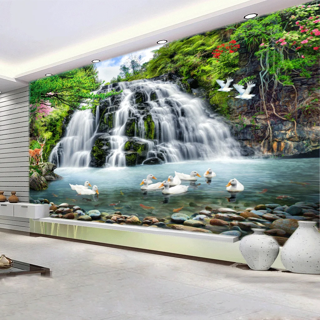 Nature Landscape Waterfall House 3d Hotel Interior Decoration Wallpaper -  Buy Hotel Interior Wallpaper,3d Decorative Wallpaper,House Decoration  Wallpaper Product on 
