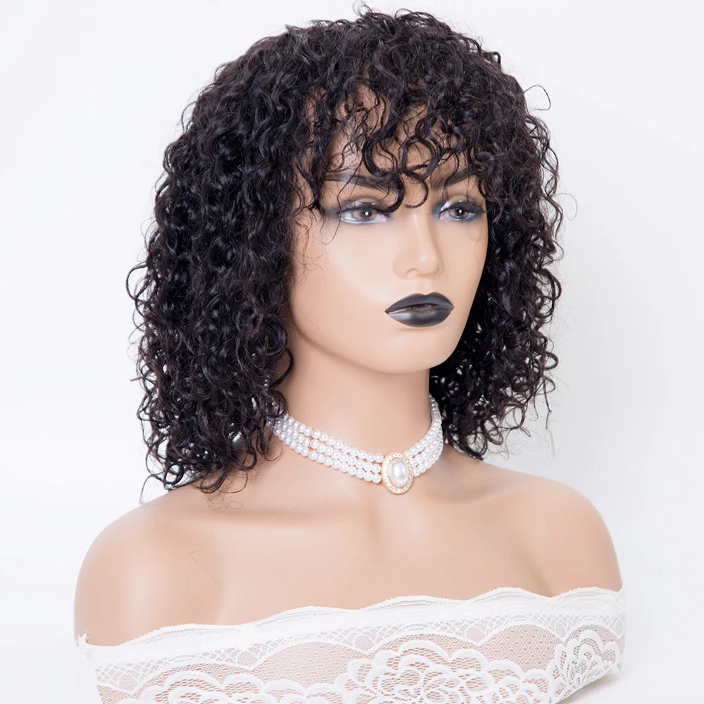 New arrival curly texture full machine made human hair wig