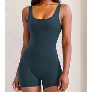 Women's Breathable One-Body Yoga Suit Solid Pattern European American Style Embarrassment Line Hollow Back Fitness Sports