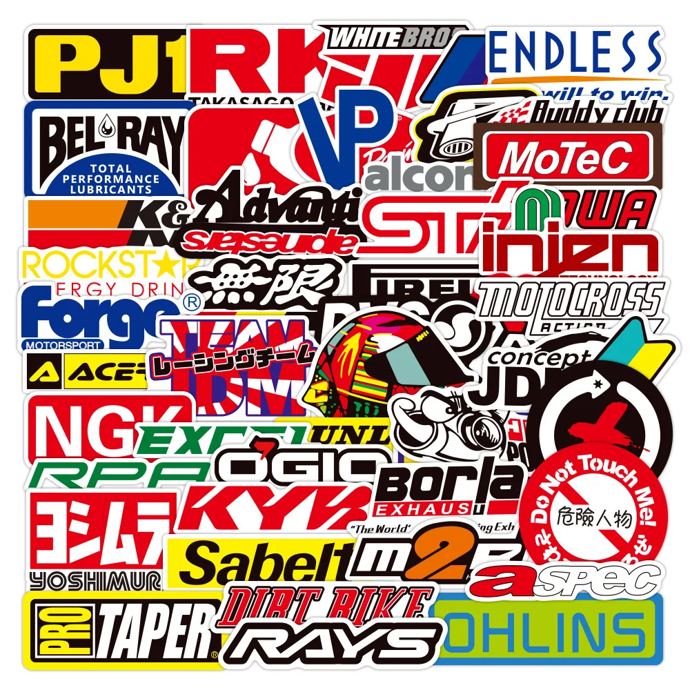 50Pcs Racing Motorcycle LOGO Waterproof Graffiti Stickers For Luggage  Notebook Car Decor Vinyl Sticker