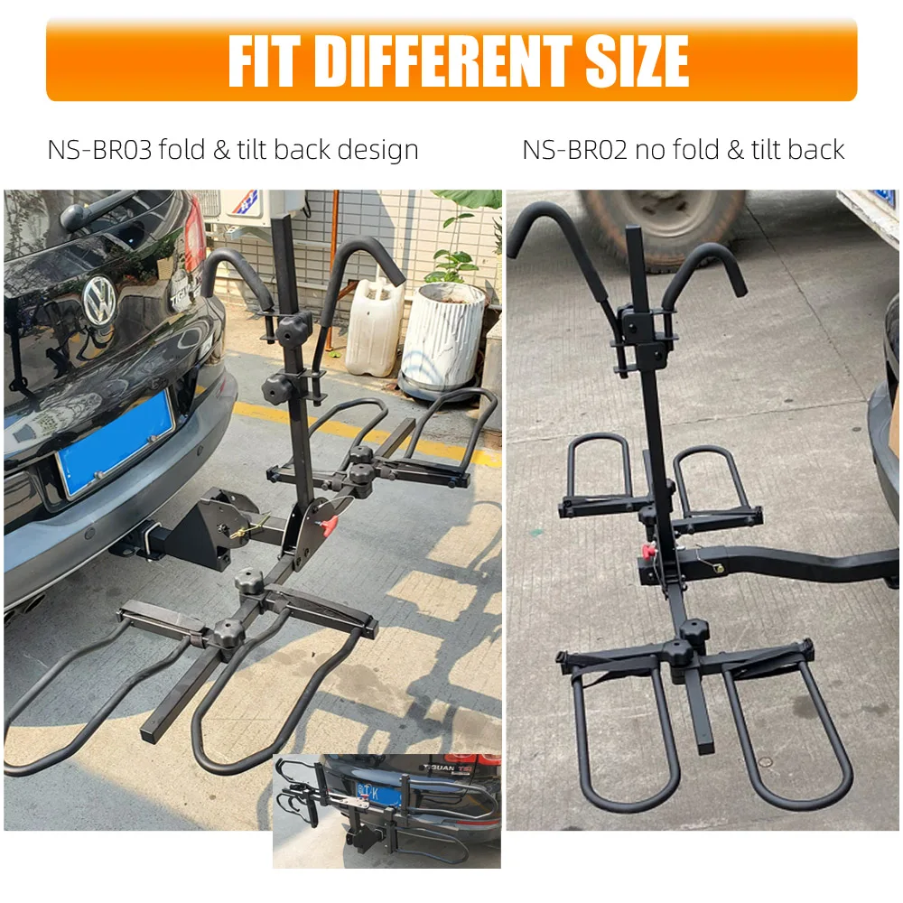 Universal Steel Platform Tray Foldable Hitch Mounted Two Ebike Bike