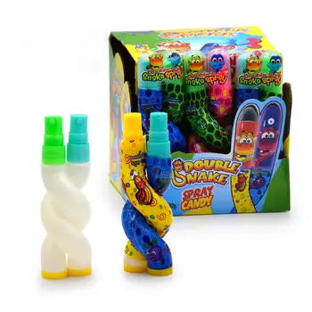 2024 OEM candy toys funny pop snake shape fruit  flavors liquid spray candy with toys