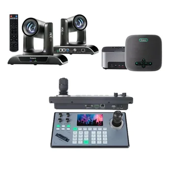 Live Streaming Video Conference System 12x Optical Zoom AI Auto Tracking PTZ Camera and Joystick Controller with M6B Microphone