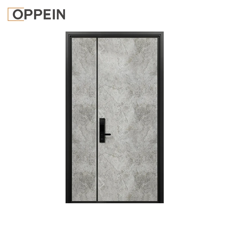 OPPEIN Specifications Home Entrance Bullet Proof Turkish Steel Exterior Solid Professional Manufacturer Wrought Iron Wood Door