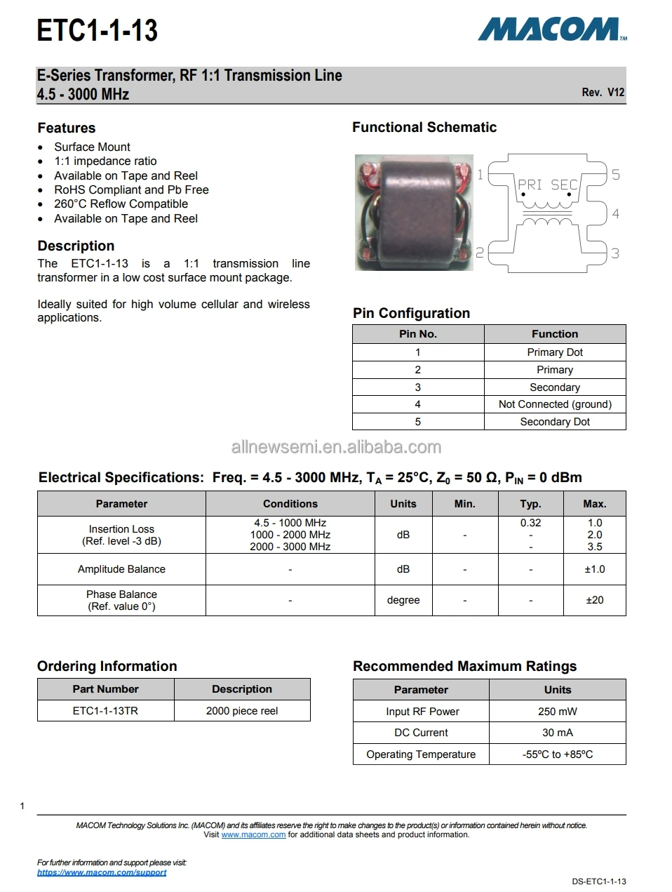 You can contact me for the best price Original ETC1-1-13 RF Transformer Electronic Hot sale Original