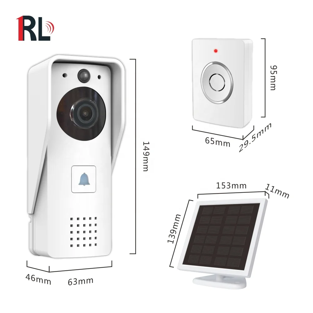 Горячая продажа tuya видео-телефон двери наружное кольцо дверной звонок беспроводной 1080p видео беспроводной дверной звонок камера с солнечной панелью
