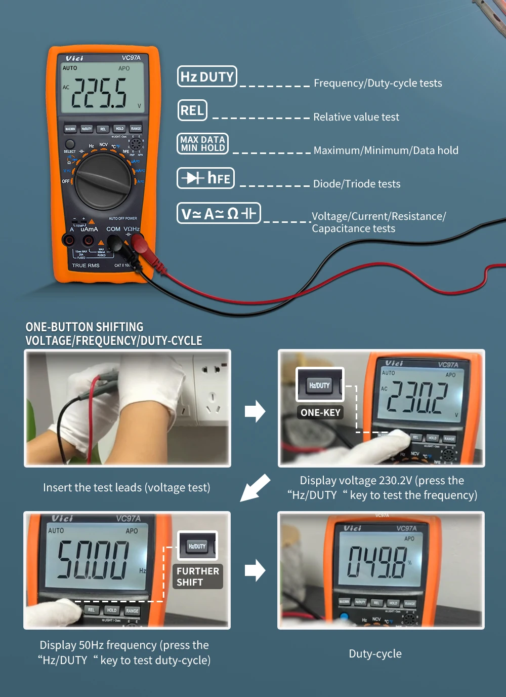 4000 Counts Digital Multimers with Backlight Torch True RMS Measurement Analog bar Display
