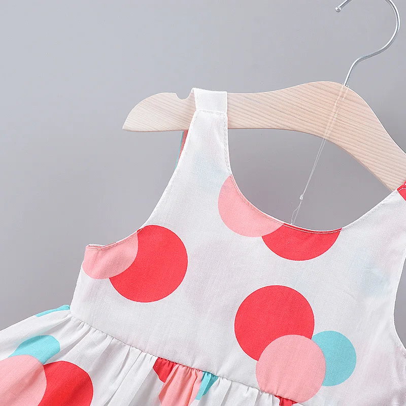 Новый дизайн; Одежда для младенцев; Летнее хлопковое платье без рукавов в горошек для девочек; Коллекция 2021 года; Платье для новорожденных с шапочкой