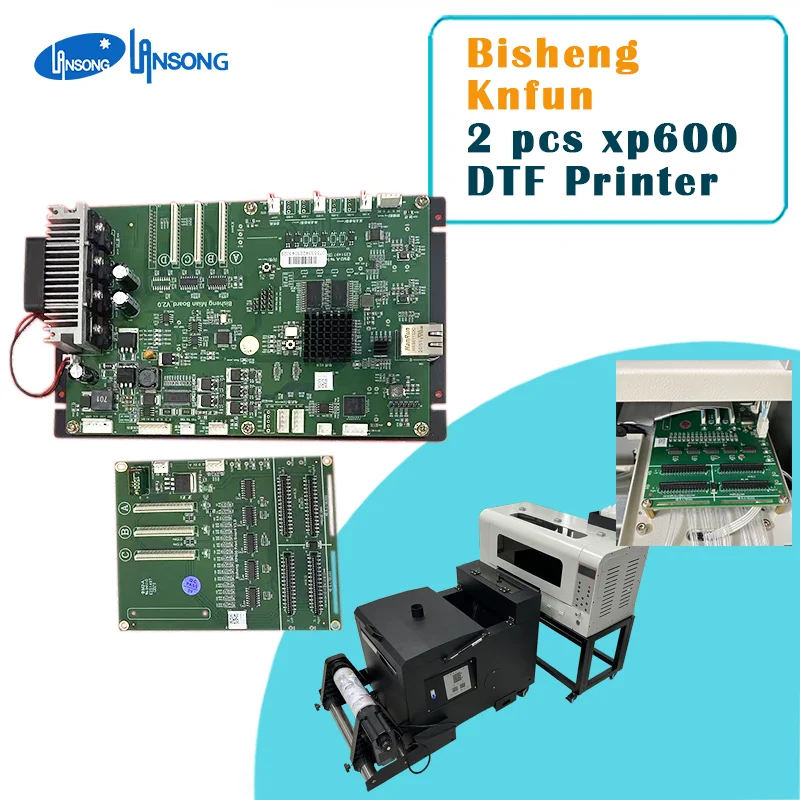 Yuqori sifatli yangi Bisheng asosiy plata 2-bosh Xp600 DTF matplatasi Kn Fun Lansong DTF inkjet futbolkalar printerlari uchun