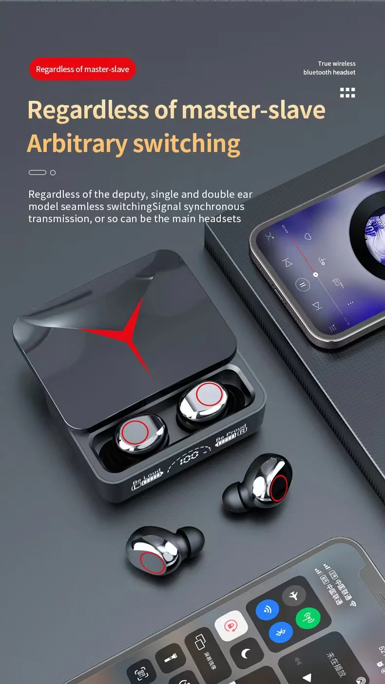 New Arrival Sliding Case Earphones Wireless Gaming Emc Noise Cancelling M90 Pro Tws Earbuds With 3316