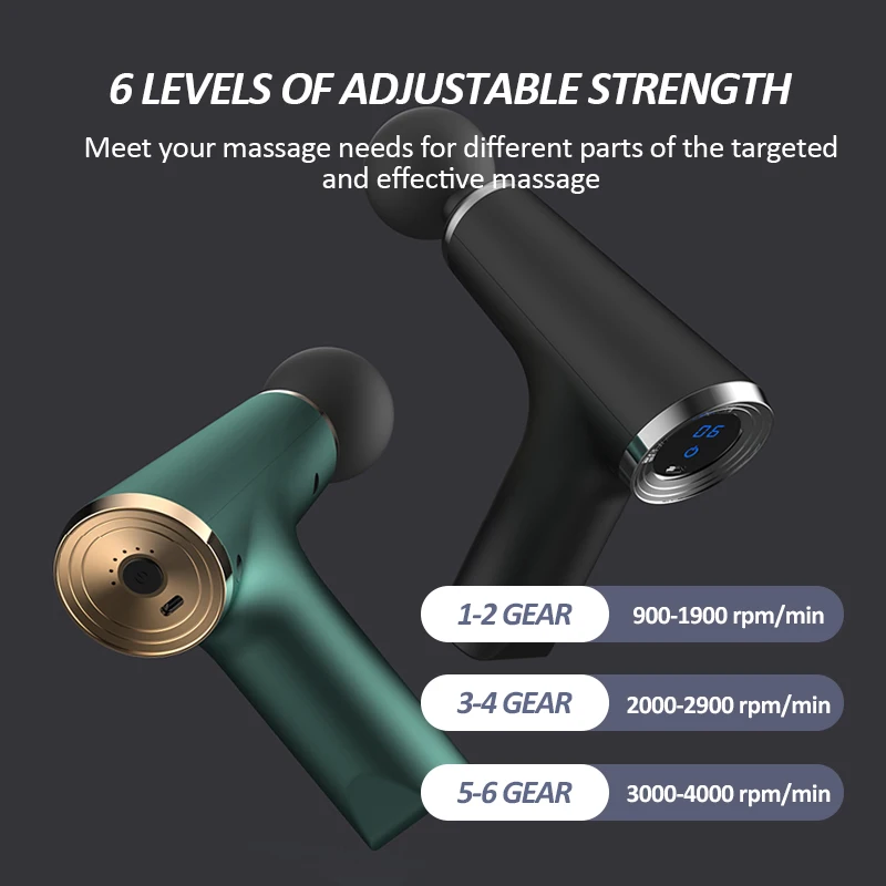 Light Mini Massage Gun Lcd Touch Screen 4 Head Deep Tissue Vibration Massage Gun for Women Travel