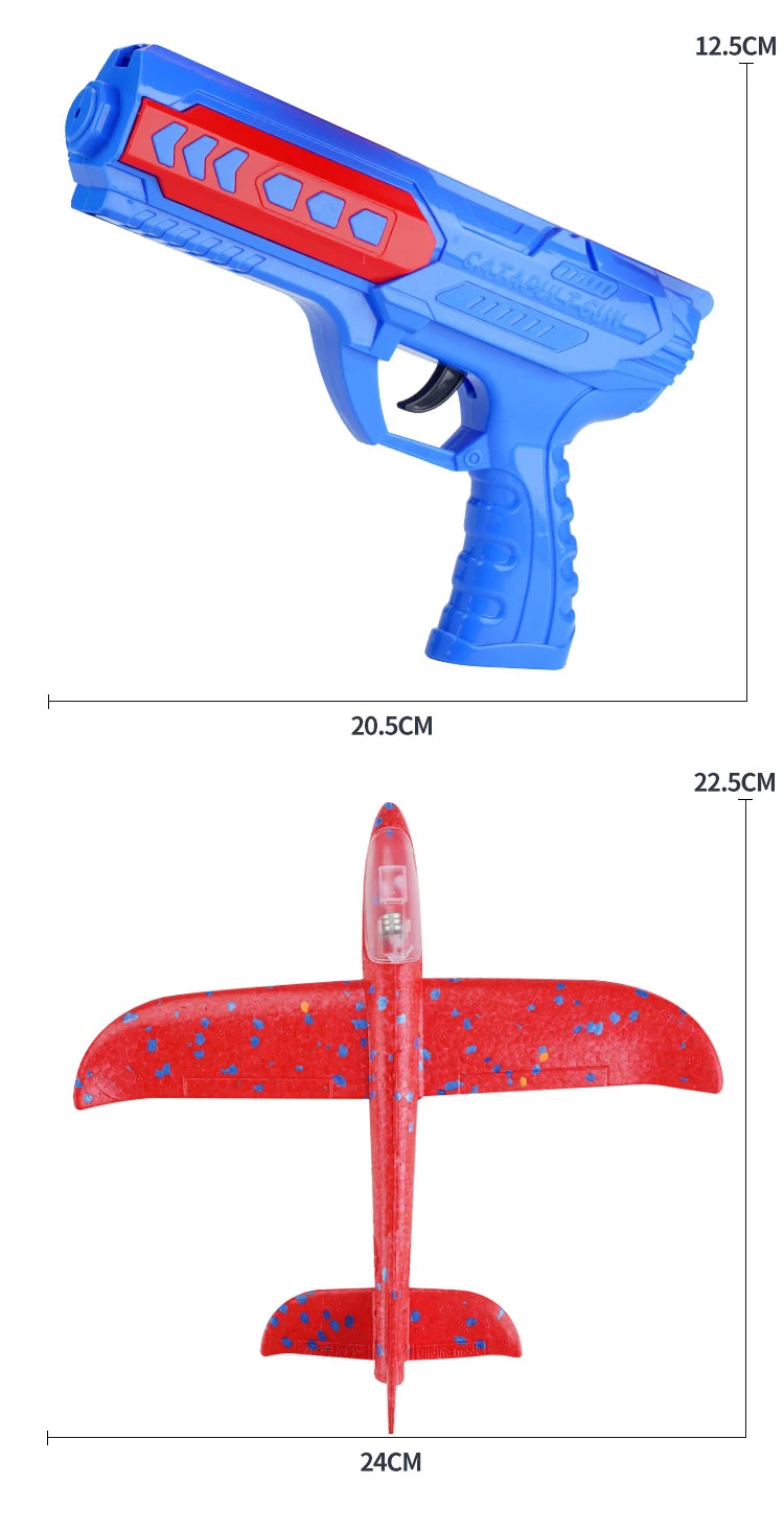 Children Foam Plane Launcher Toy Outdoor Catapult Gun 15m Range