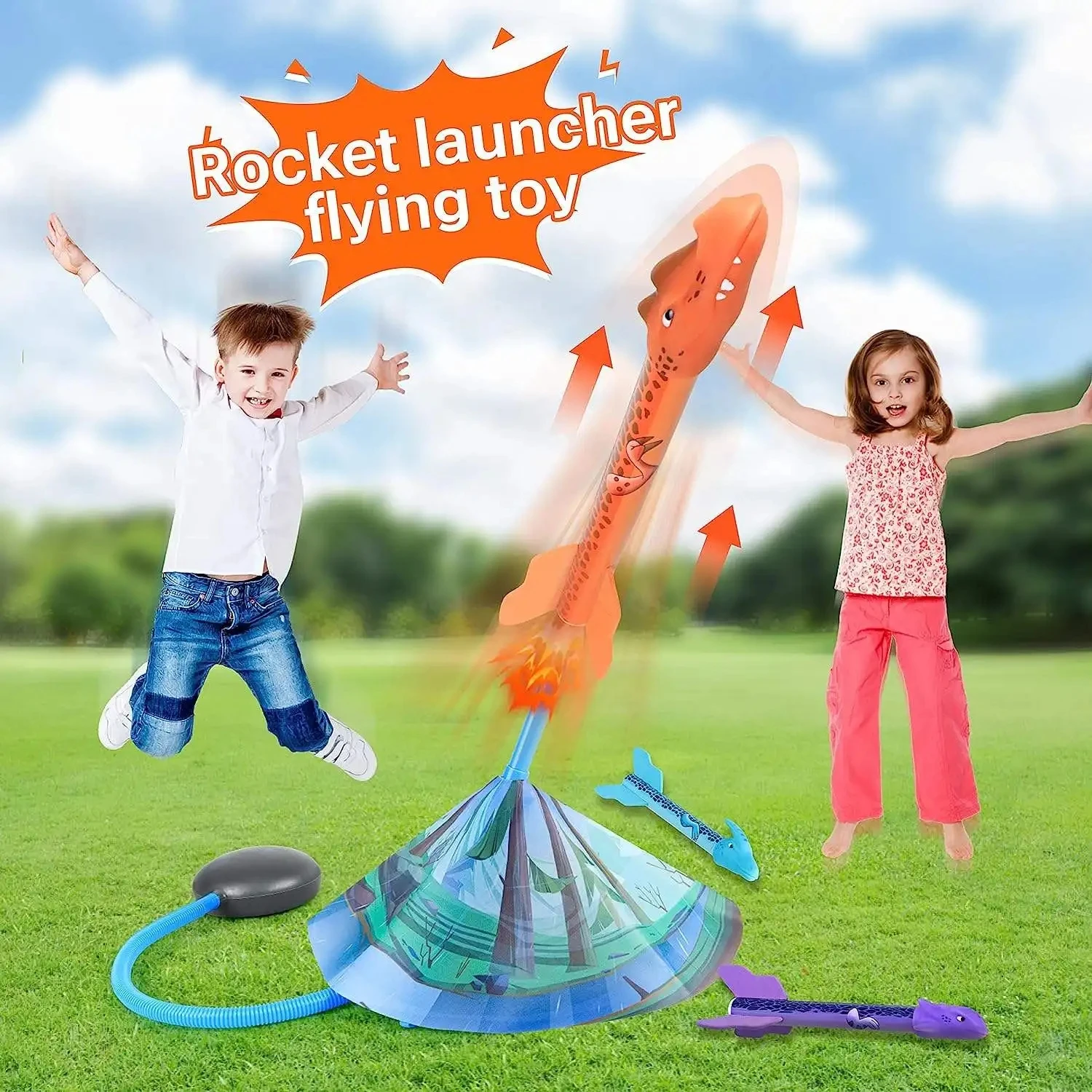 Dinosaur Rocket Toy Launcher For Kids Toys Rockets Soft Rubber With ...