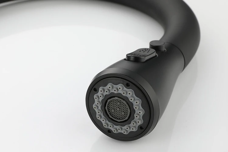 Grifo de cocina negro abatible de acero inoxidable con una sola palanca y un solo orificio