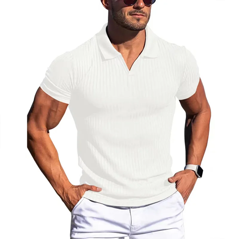 High Quality Breathable Solid Color Slim Fit Casual Sporty Design Men's Short Sleeve Str aperçu 11