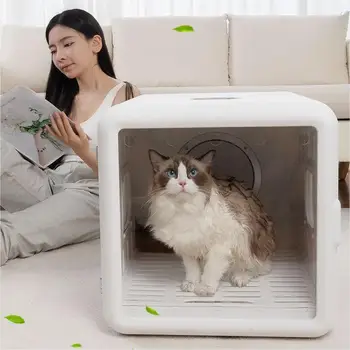 65L Smart Dog Hair Dryer for Cat Quiet Automatic Pet Dryer Box Smart Temperature Control 360 Degree Cat Drying Box for Cat Puppy