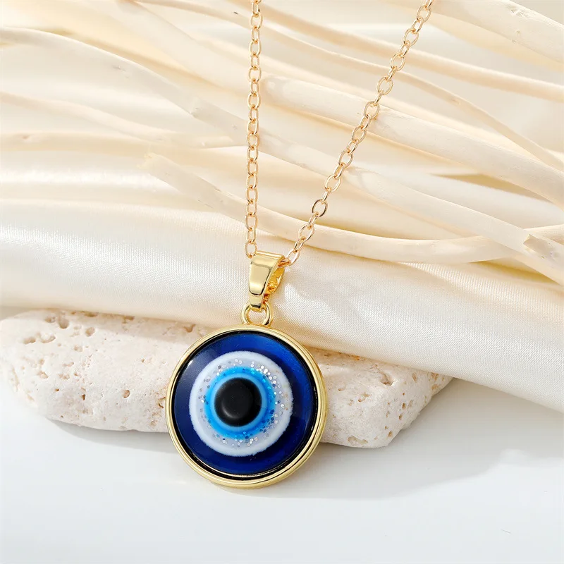 FANCIME Collana Y Con Occhio Turco Nazar E Infinito - Argento 925 Placcato Oro - Lunghezza Regolabile 40+5 Cm - 4