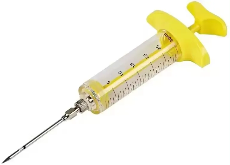 Meat Injector. Food Flavor Injection Syringe for Smoked BBQ Marinades and Meat Seasoning. 2 Needles for Pork Butt, Beef, Turkey