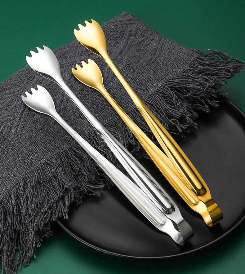 Customized Logo Wholesale 304 Stainless Steel BBQ Clips Kitchen Tongs Ice Accessories for Home Cooking Tongs details