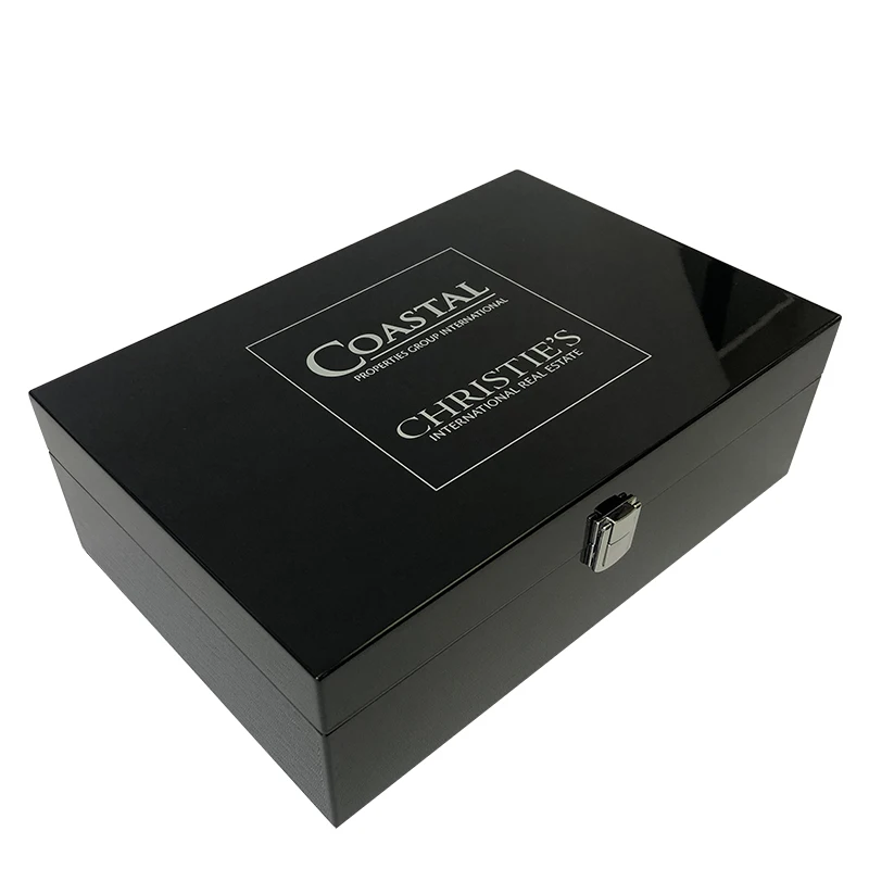 Роскошный Подарочный экран 10-дюймовый Деревянный цифровой ЖК-бокс пианино Черный видео бокс