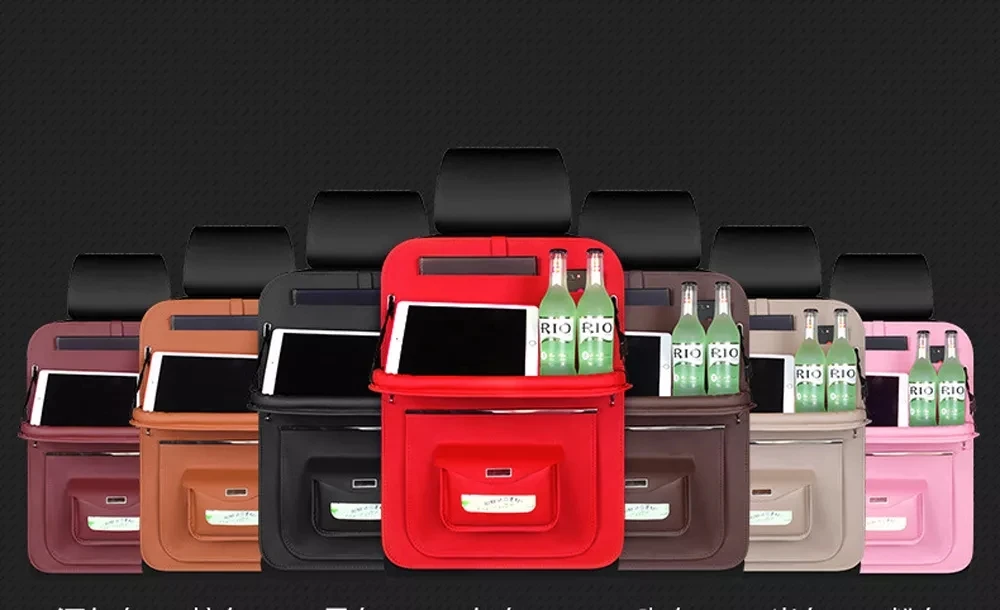 Pu Leather Car Rear Seat Storage Bag Car Holder Multipocket Storage