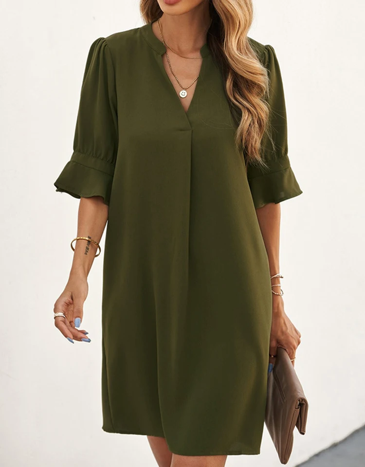 Summer New Styles Lady's Woven Chiffon Midi Dress Custom Women Casual