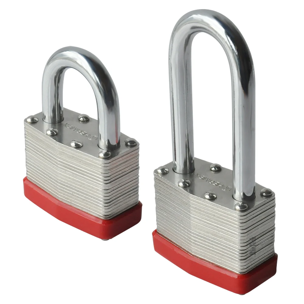 RHETECH Smart Iron Security Padlock Hot Selling Red Rubber with Long and Short Shackle Pin Lock Keys Hardened Steel Material