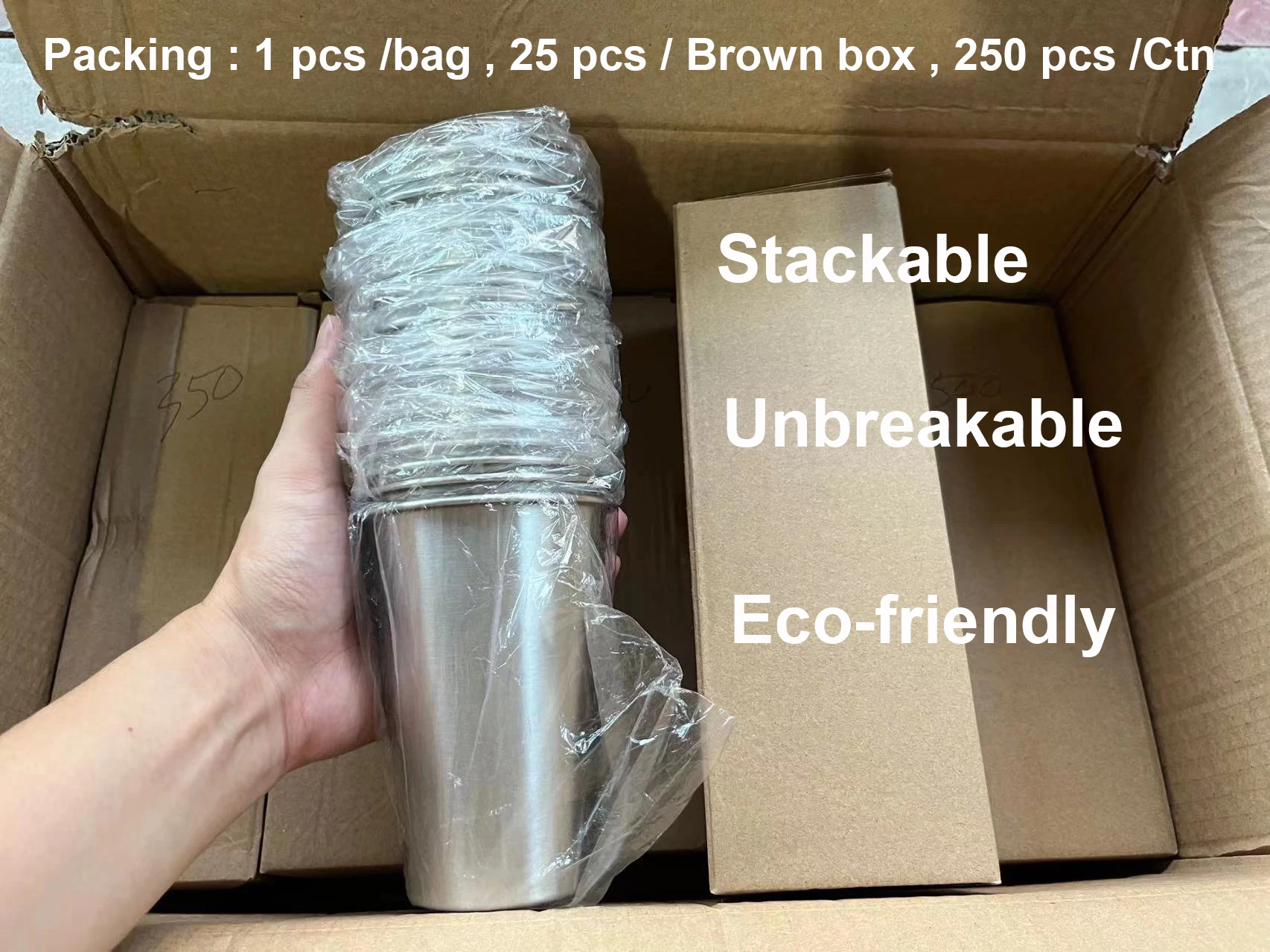 12oz Unbreakable Party Cups Metal Beer Glasses Tumbler Stainless Steel