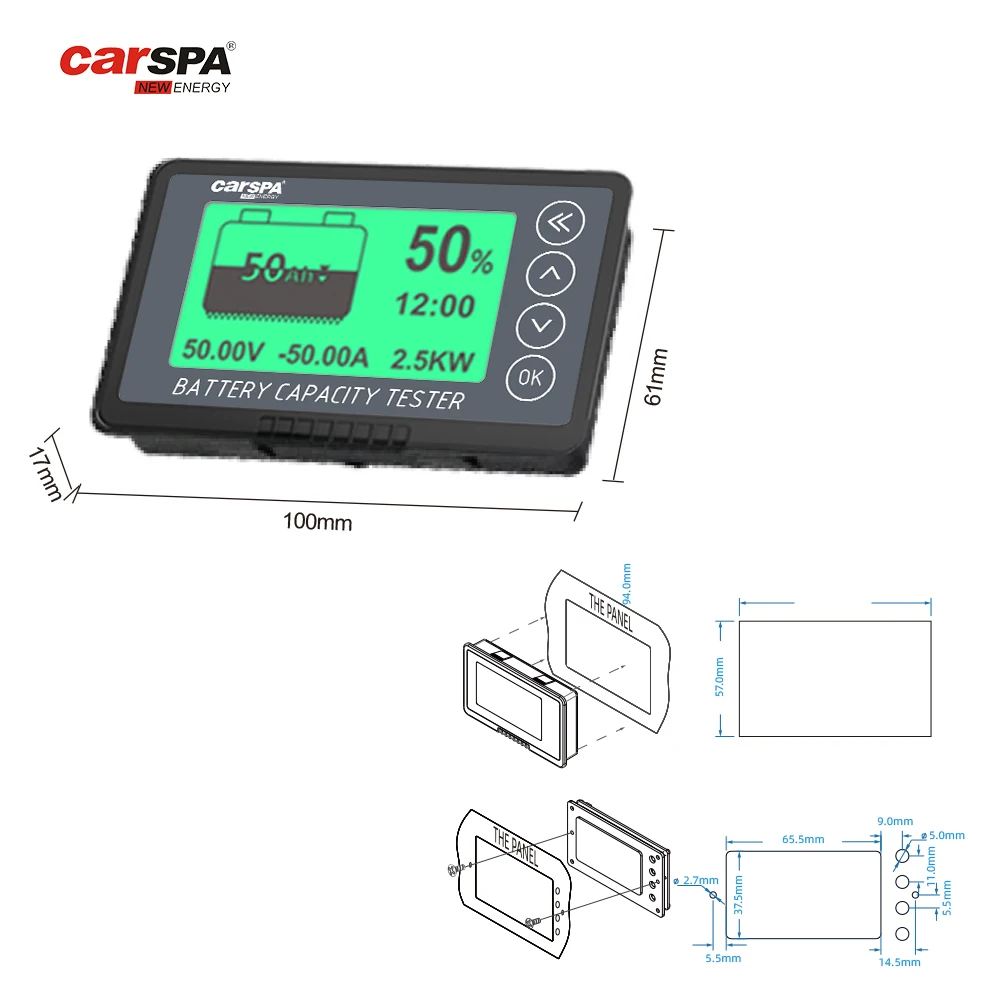 CARSPABM750カーバッテリーテスターバッテリーメーター放電