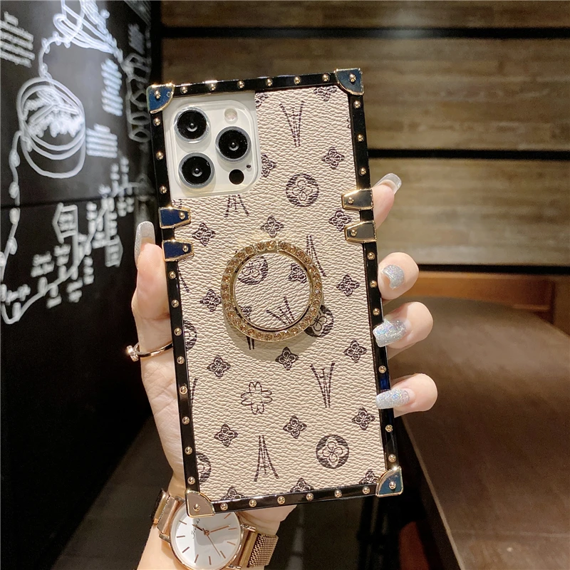 Wholesale Fashion Square PU Leather Phone Case for iPhone 11 12 13 Pro Max  12 Mini Xs X 7 8 SE 2020 Luxury Cover From m.