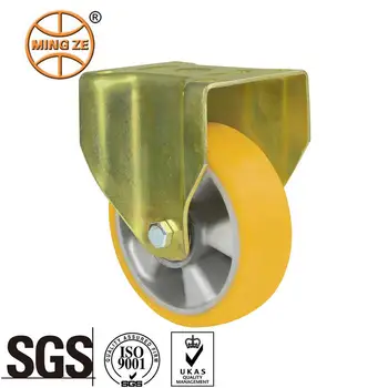 Hot Selling Customized European Heavy Duty 200*50mm PU Rigid/Fixed Caster Wheels for Outdoor Market Vehicle Plant Trolley Plant