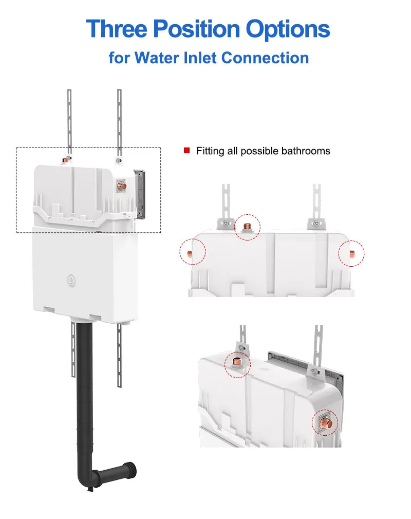 Wall Hung Wc Toilet Concealed Cistern Flush Tank Press Button Flush