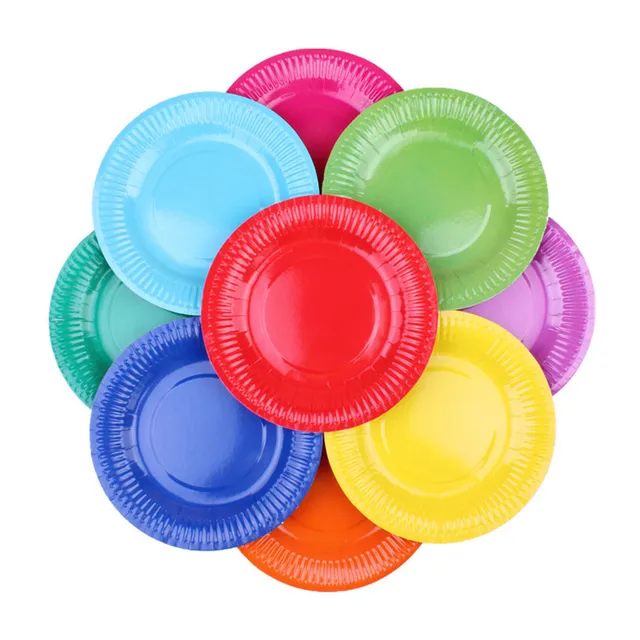 10pcs Disposable paper plates birthday cake plate party supplies wholesale kindergarten handmade diy painting plate