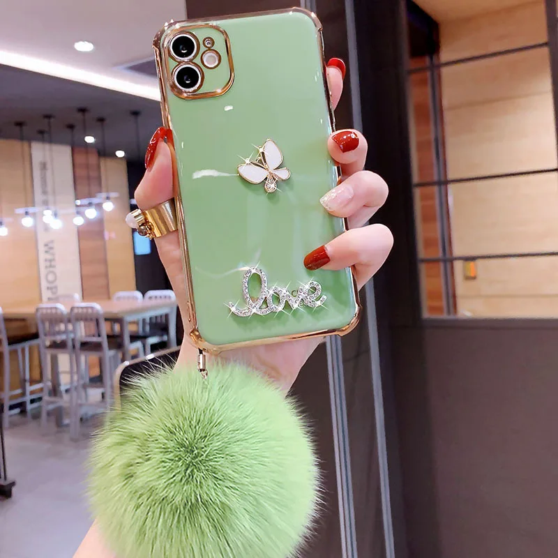 Cube Silk Scarf Chain Cute Phone Cases for iPhone 14, 12 Pro Max