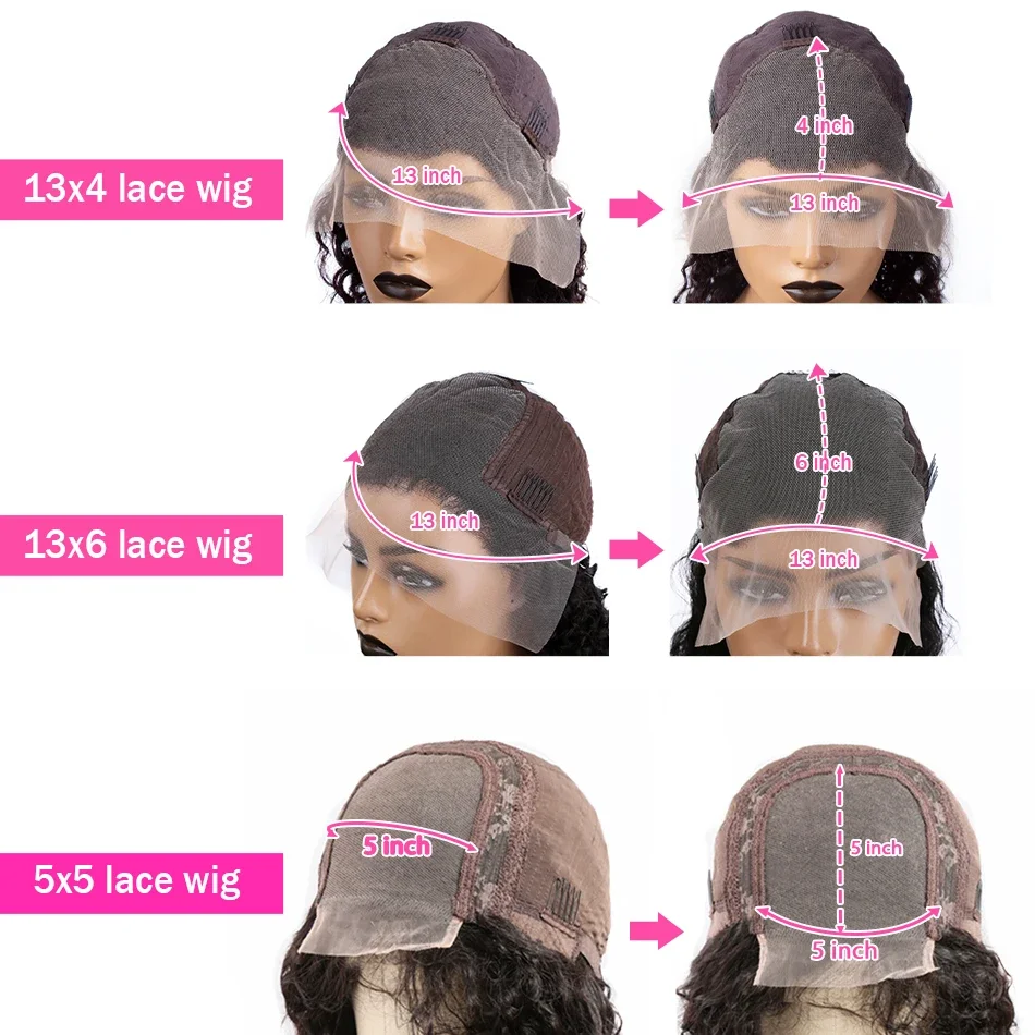 13x6 Transparent Lös Djupvågig Spetsfront Peruk Äkta Hår 30-32 Tum Brasiliansk Remy Vattenlockig 5X5 Spetsstängning Peruk För Kvinnor_voghion.com