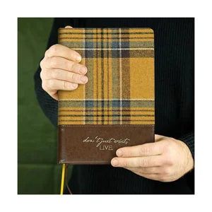 Factory Price Logo Personalized Dairy Fabric PU Leather Splice Planner A4 A5 Sponge Hardcover Bible Journal Meeting Notebook