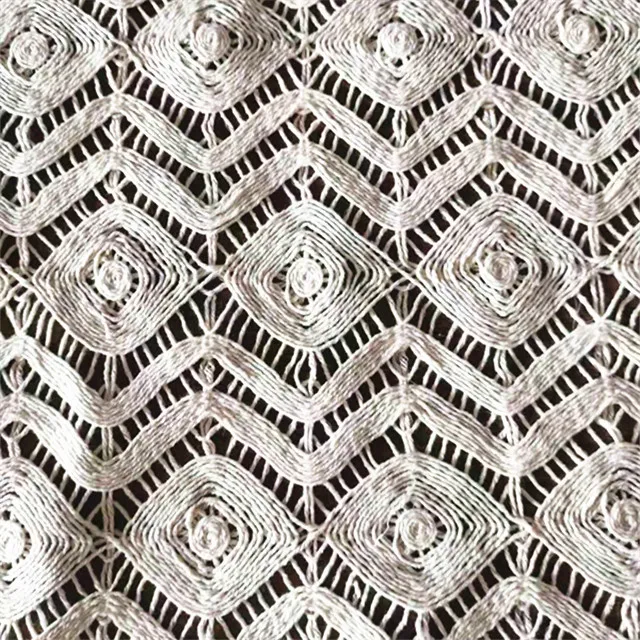 Цветная вышитая вязаная крючком ткань на заказ, хлопковый шнур, кружевная парчовая ткань для платья