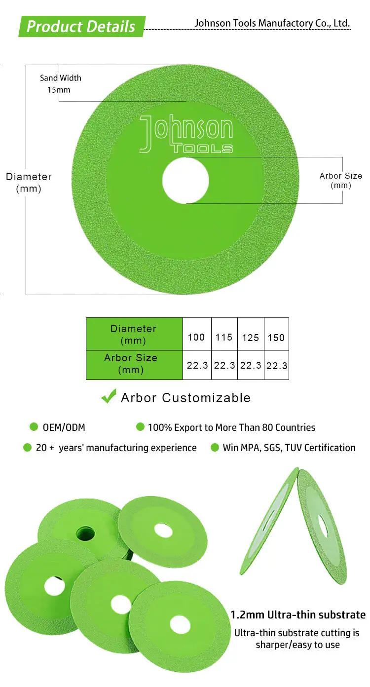 100 115 125 Mm Glass Wet Cutting Blade Grinding Disc Diamond Saw Blade