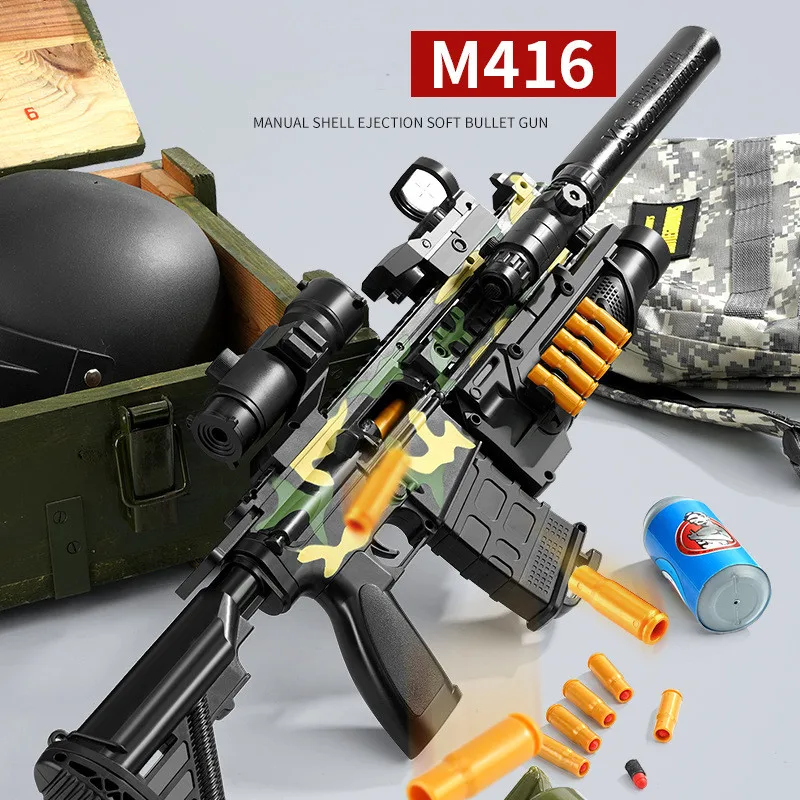 2023 M416 shell ejection soft bullet gun shell ejecting gel blaster awm nerf  glock soft bullet gun for boys firecracker| Alibaba.com