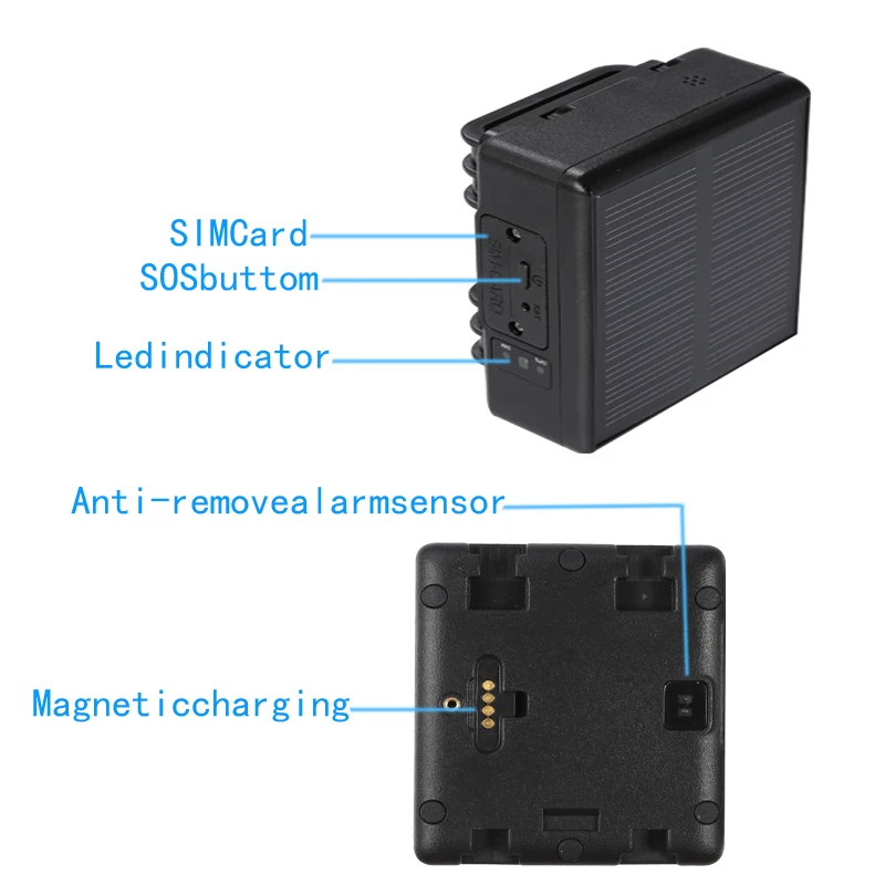 2g GPS Tracking Device for Animals Solar Pet Panel Powered GPS Dog Collar Tracker