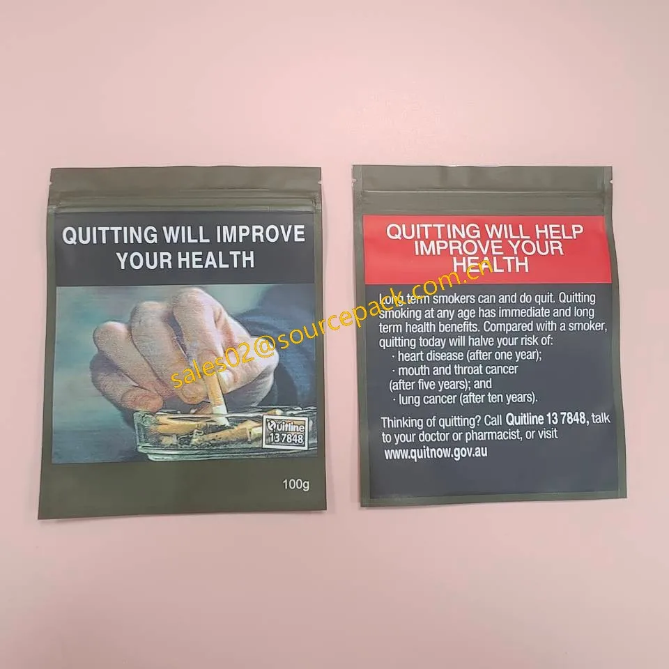 pouch of tobacco australia 100g Tobacco Pouch 100g Australian Tobacco Pouches 100g Printed Rolling  Tobacco Pouch / Empty Hand Rolling