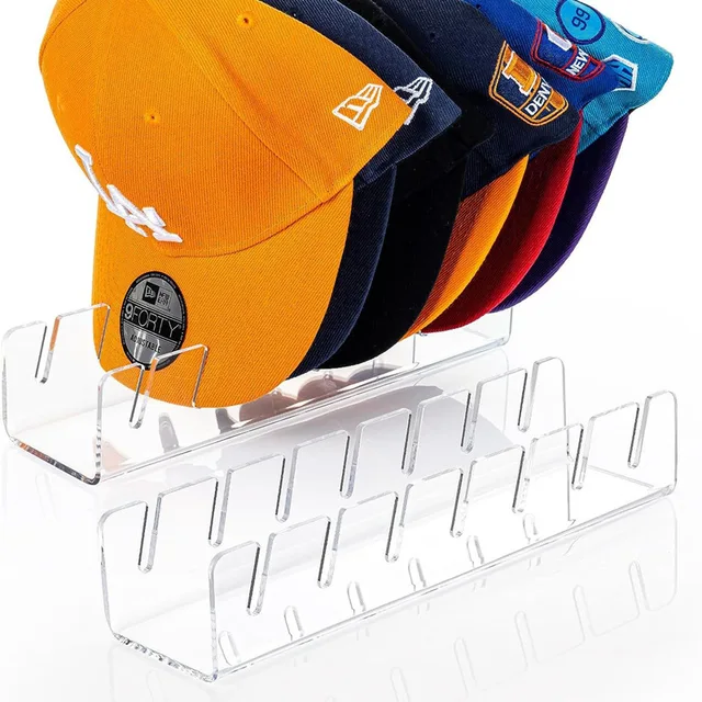2 in 1  baseball cap display rack acrylic hat organizer transparent cap rack hat stand for 7/8 caps