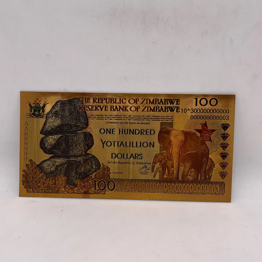 津巴布韦黄金钞票100亿美元津巴布韦更多零美元大象钞票用于收集礼物| Alibaba.com