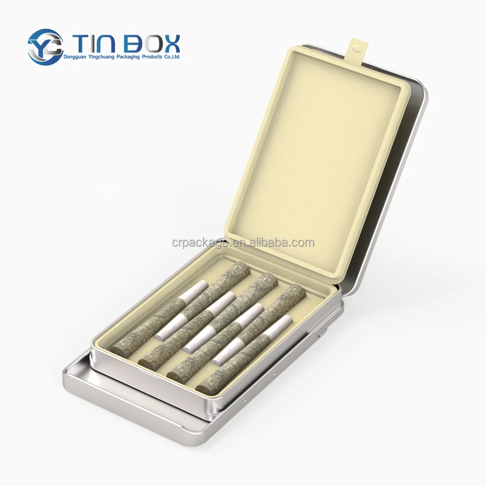 rolled cigarette holder Metal Square Cigarette Holder King Size Smell Proof Recyclable Food Grade  Tin Box Portable Travel Case 109Mm Roll CR Tin