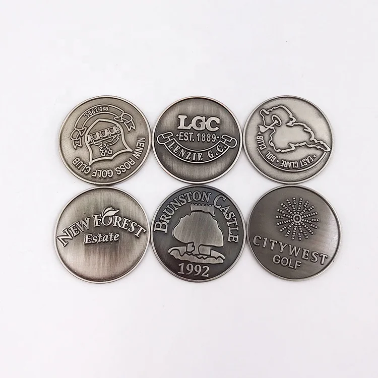 Wholesale Bulk Golf Sport Metal Custom Golf Coin Antique Copper Golf Ball Markers details