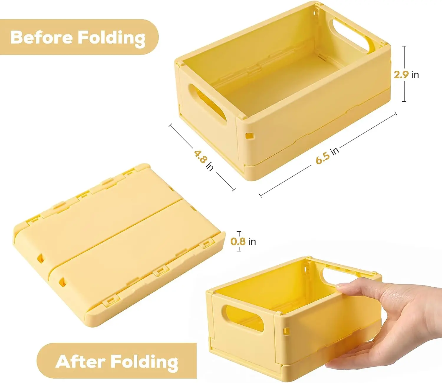 ITEM NO.5022 Wholesale Small Size Desktop Folding Storage Box Portable Stackable Household Plastic Box Collapsible Box Crate