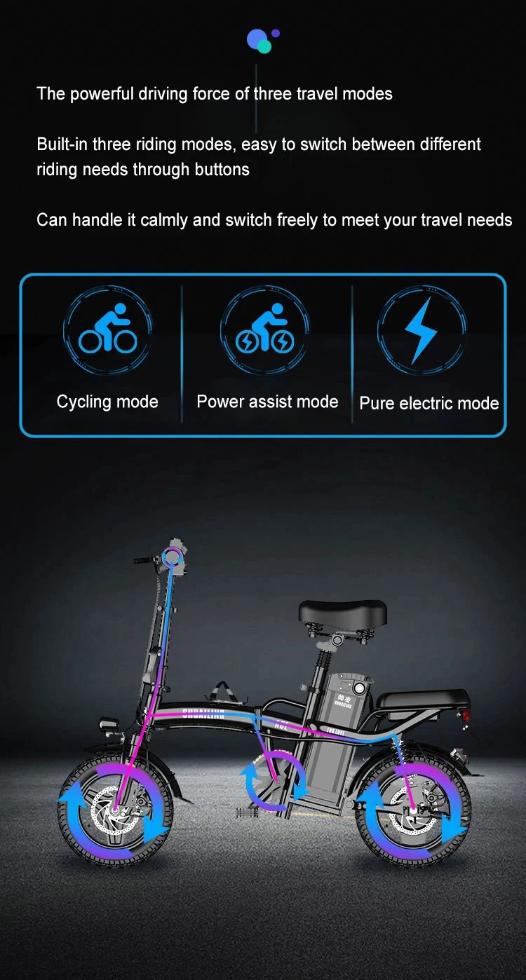 QLIFE 14" Folding Electric Bike For Adults & Teens - 749W Motor, 26-Mile Range, UL-Certified Battery, 3+1 Modes