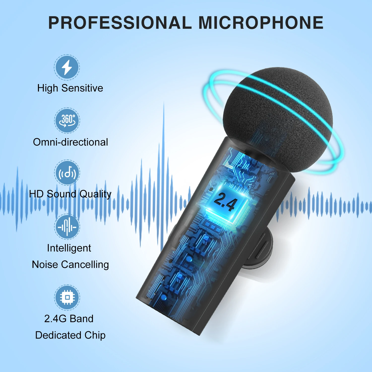 For Fifine M8 2-in-1 Clip-on Lapel Microphone Wireless Omnidirectional Microfono Inalambrico Mini Microfone for Recording