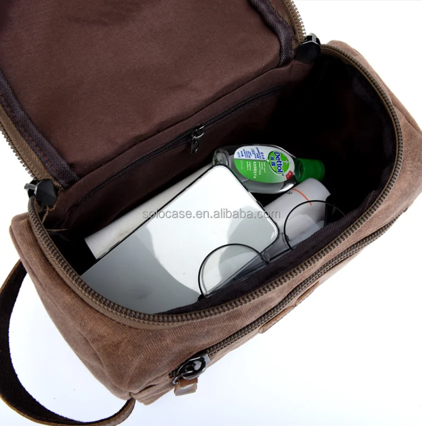 Travel Waxed Canvas Wash Toiletry Makeup Bag