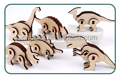 Wooden Diy Graffiti Dinosaur 3d Three-dimensional Puzzle Wholesale ...